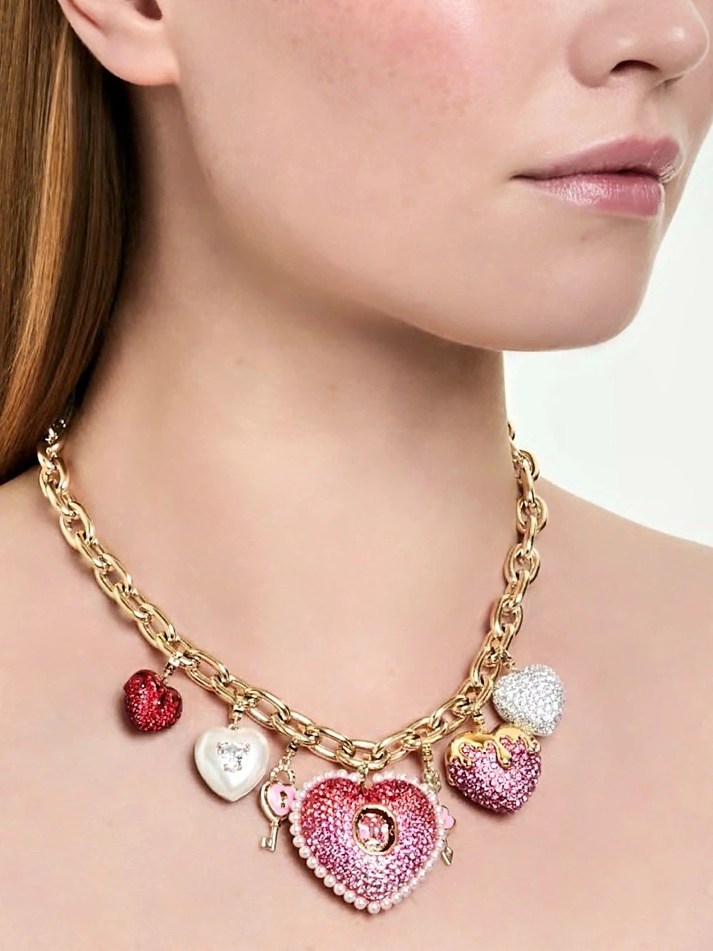 Swarovski Idylia Heart and keys Charms Necklace